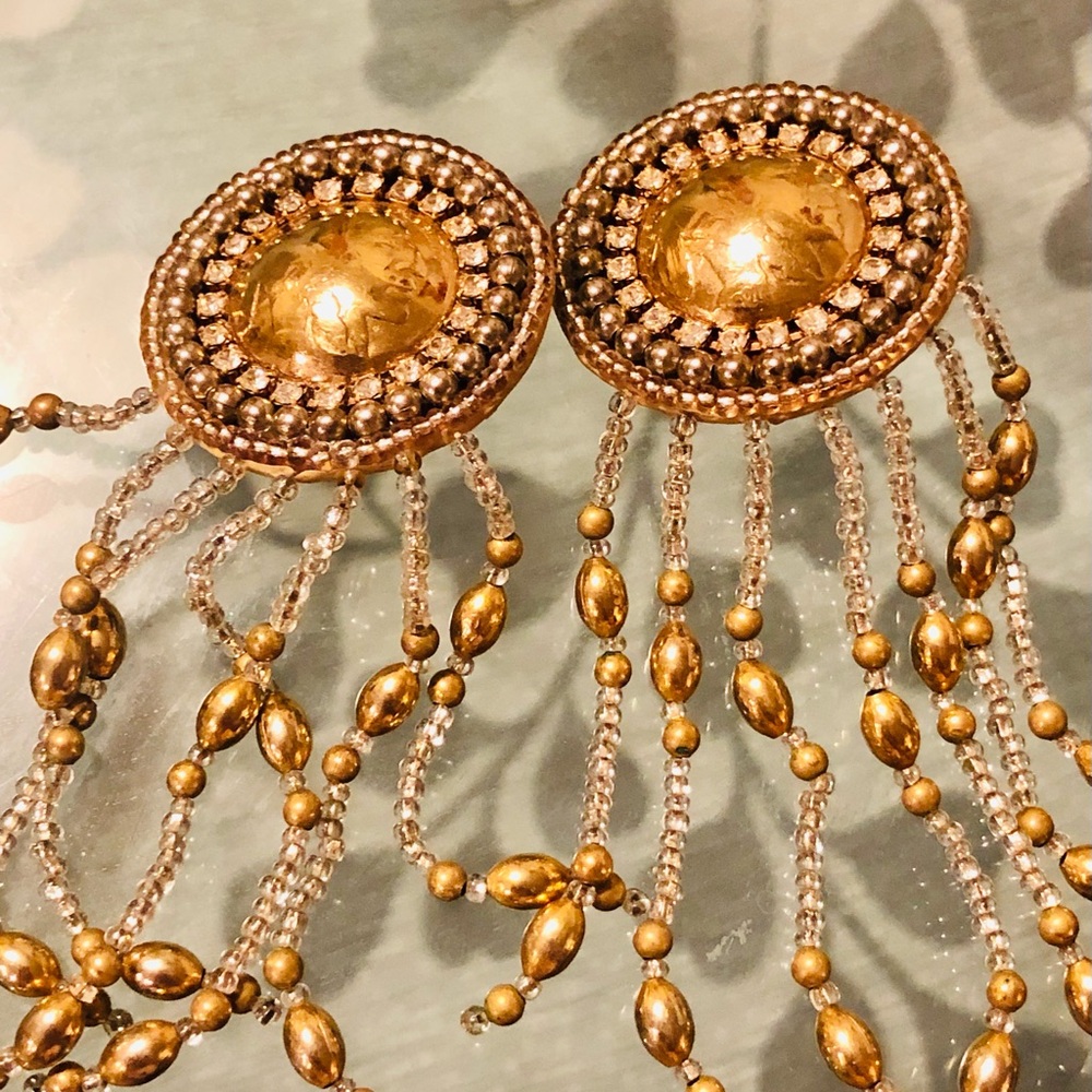Vtg. Mary B.Solana Indian head clip on earrings